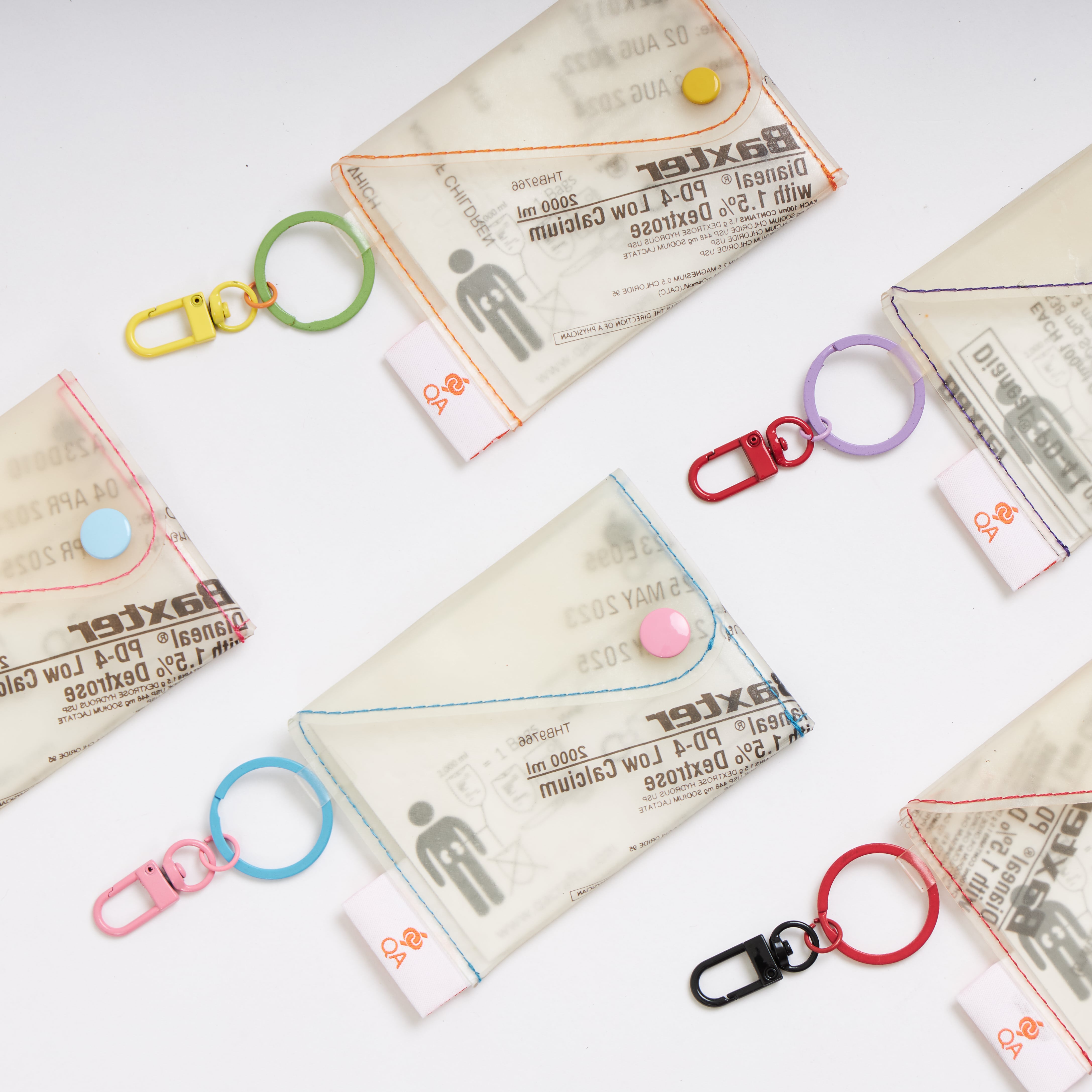 Handicraft sustainable and recycled wallet from Asia. The wallet is made of recycled dialysis bag and is sold online on www.qacrafts.com.