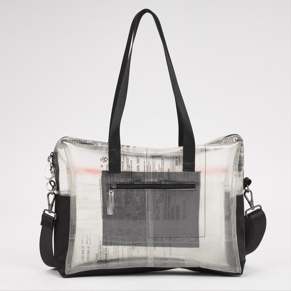 Handmade of recycled dialysis bags, it's a sustainable craft and ecofriendly. Sold by www.qacrafts.com