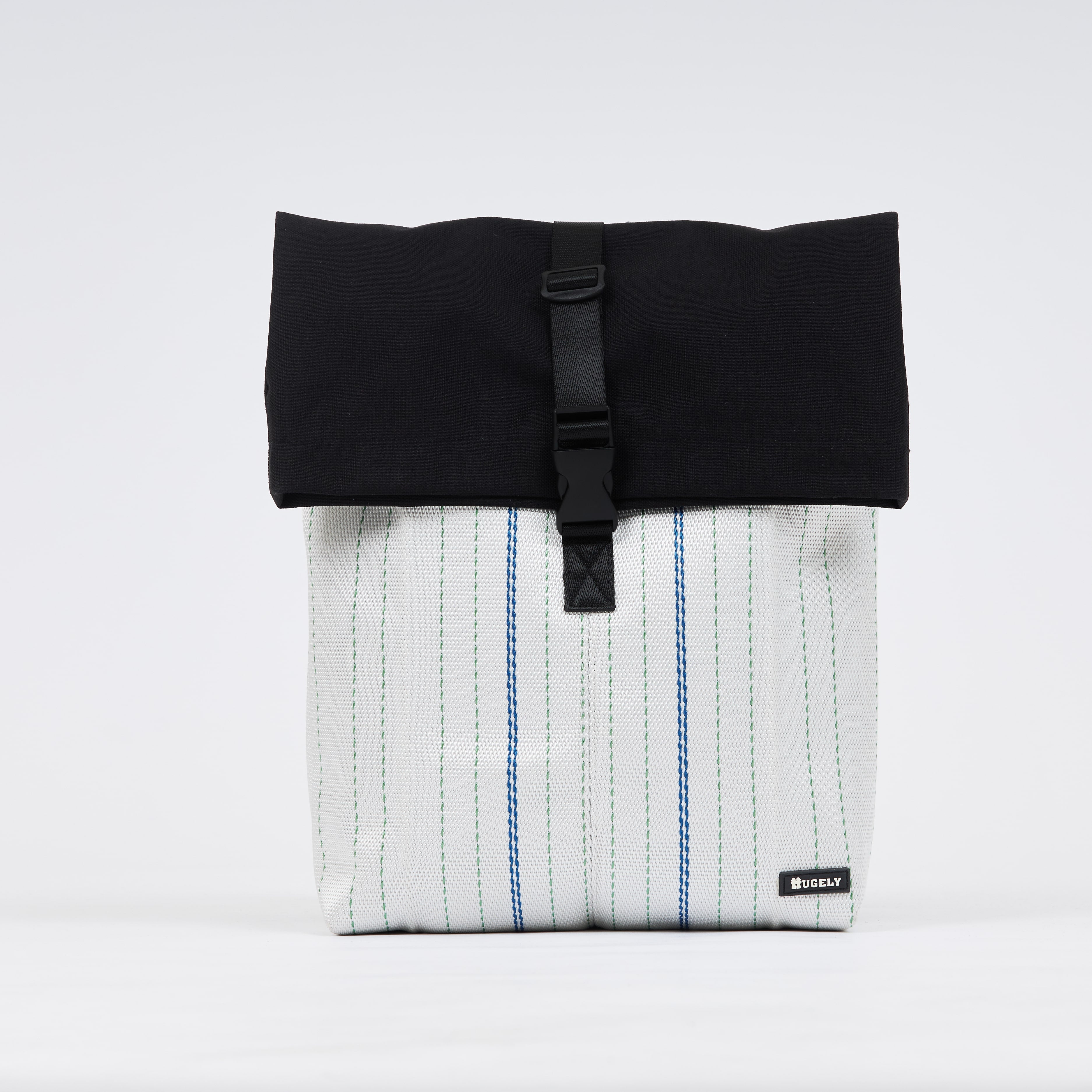 Backpack made of recycled firehose by hand. Sold on qacrafts.com