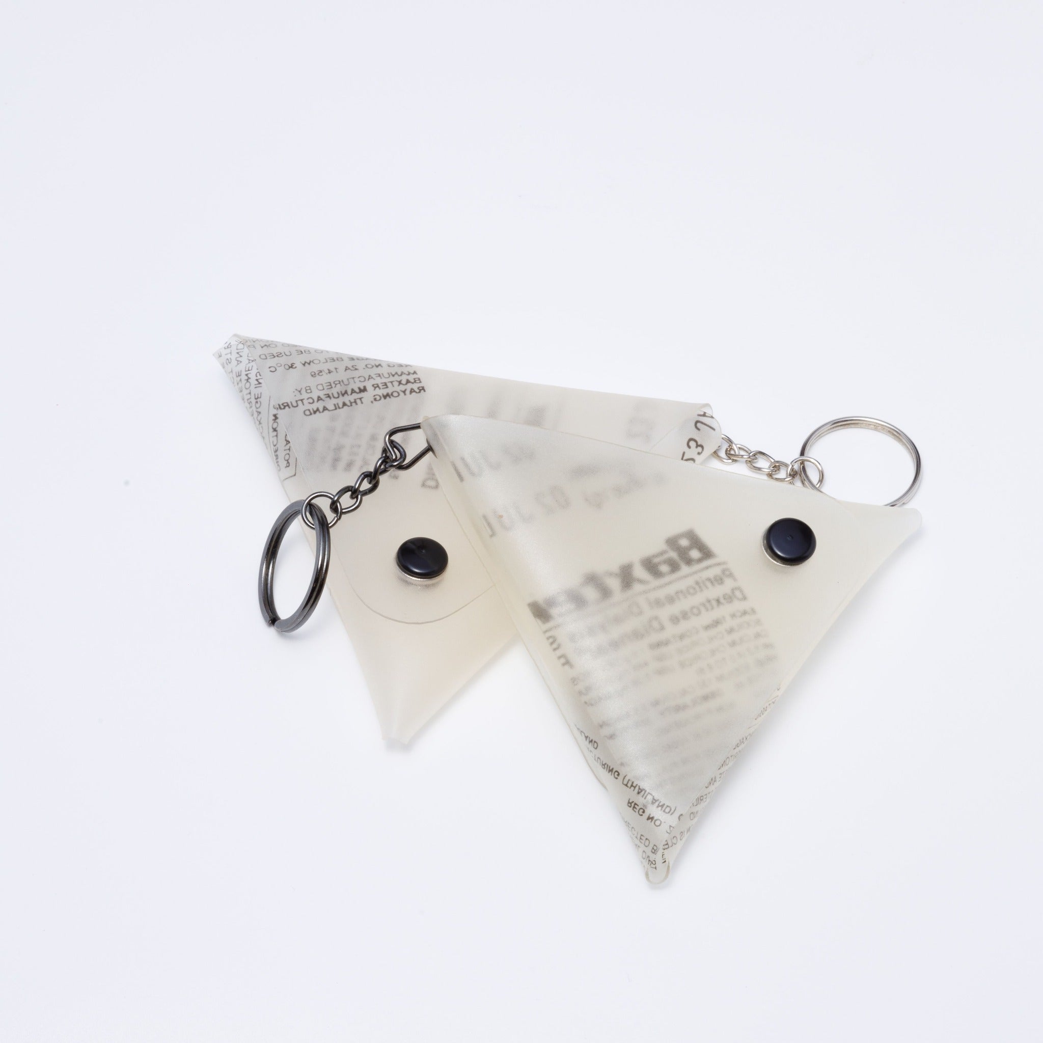 Handicraft sustainable and recycled pouch from Asia. The pouch is made of recycled dialysis bag and is sold online on www.qacrafts.com.