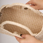 La Régente hand-woven banana leather bag with structured silhouette